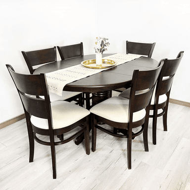 JUEGO DE COMEDOR EXTENDIBLE JULIETTE CHOCOLATE 6 SILLAS MARFIL - 1