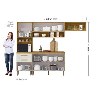 Kit Mueble de Cocina Mery Ann Marrocos/ Off white 258,8        196,2x38,1x256,4 - 3