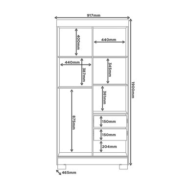 Closet 2 puertas corredera Lumière 190x46,5x 91,7 - 3