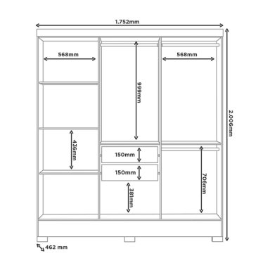 Closet 6 puertas Nativo Marrocos/ Off white 200,6x46,2x175,2 - 2