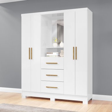 CLOSET 4 PUERTAS 3 CAJONES VERSALLES 190X46,5X 152,4 BLANCO NIEVE - 1