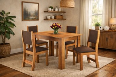 JUEGO DE COMEDOR 4 SILLAS PROMESA CAFE 75,1 x 75 x 110 cm - 1