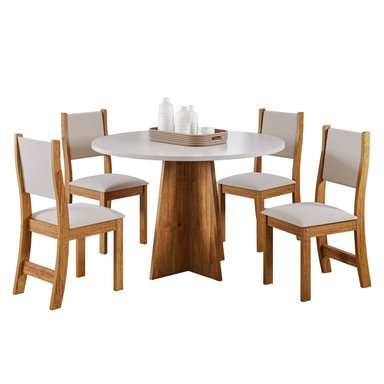 JUEGO DE COMEDOR REDONDO 4 SILLAS IMPERIO BEIGE 78 x 90 x 90 cm - 4