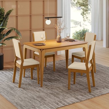 JUEGO DE COMEDOR 4 SILLAS AREZZO 1.20 BEIGE  80 x 120 x 80 cm - 1