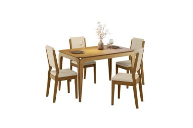 JUEGO DE COMEDOR 4 SILLAS AREZZO 1.20 BEIGE  80 x 120 x 80 cm - 4