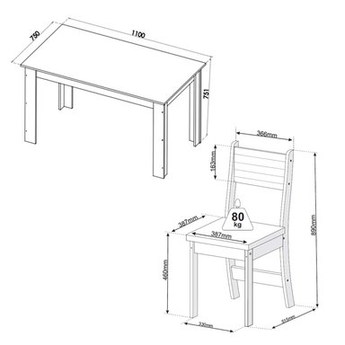 JUEGO DE COMEDOR 4 SILLAS DESTINY BEIGE 75,1 x 75 x 110 cm - 2