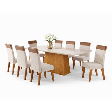 JUEGO DE COMEDOR 8 SILLAS TERRANOVA BEIGE 79,5 x 90 x 200 cm - 5