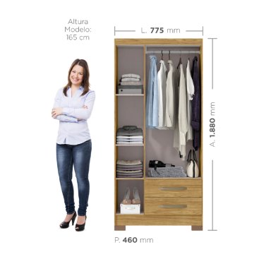 CLOSET 3 PUERTAS CLASSIC MARROCOS/ MARROCO RIPADO 188 X 80 X 46 - 2
