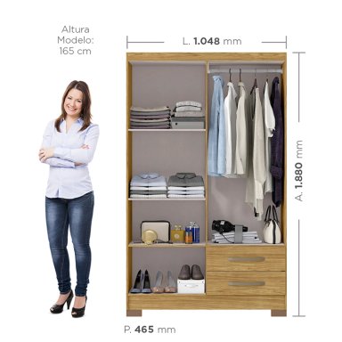 CLOSET 4 PUERTAS CLASSIC MARROCOS/MARROCO RIPADO 188 X 104,8 X 46,5 - 2