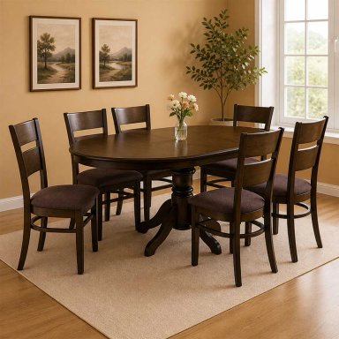 JUEGO DE COMEDOR JULIETTE CHOCOLATE EXTENDIBLE 6 SILLAS CAFE - 1