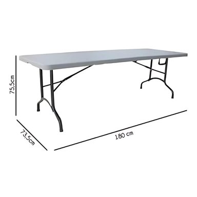 MESA TODODESCUENTO PLEGABLE 180 CM FACIL ARMADO BLANCO - 3