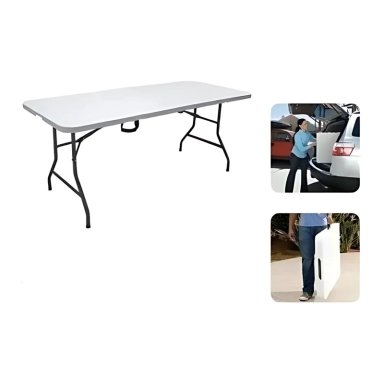 MESA TODODESCUENTO PLEGABLE 180 CM FACIL ARMADO BLANCO - 4