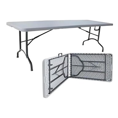 MESA TODODESCUENTO PLEGABLE 180 CM FACIL ARMADO BLANCO - 5