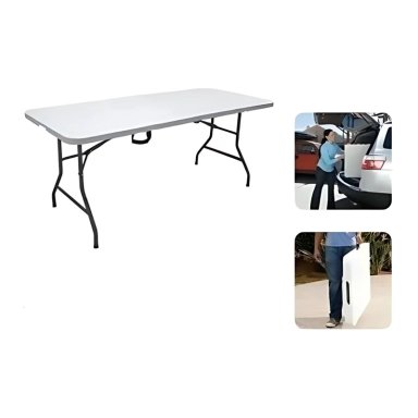 MESA TODODESCUENTO PLEGABLE 180 CM FACIL ARMADO BLANCO - 8