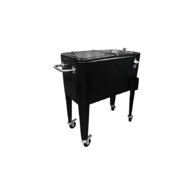COOLER RETRO METALICO NEGRO CON MANILLA Y RUEDAS 60 LITROS - 1