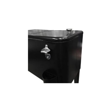 COOLER RETRO METALICO NEGRO CON MANILLA Y RUEDAS 60 LITROS - 4