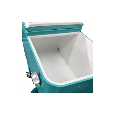 COOLER RETRO METALICO CON RUEDAS 60 LTS- TURQUESA - 5