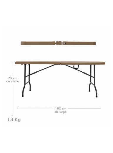 MESA TODODESCUENTO PLEGABLE MALETA 180CM TIPO RATTAN ARMA FÁCIL CAMPING - 3