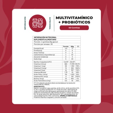 Multivitamínico + Probióticos Vit A-C-D-E-B 60 gomitas  Karun Life - 2