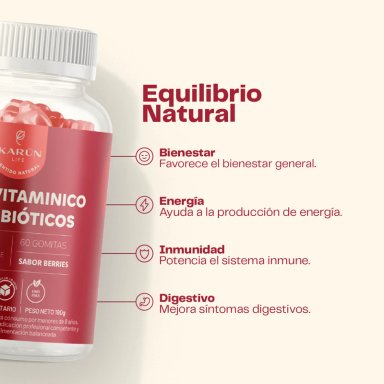 Multivitamínico + Probióticos Vit A-C-D-E-B 60 gomitas  Karun Life - 3