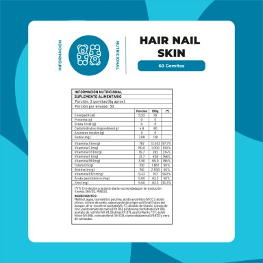 BIOTINA HAIR NAILS & SKIN GUMMIES | PELO UÑAS PIEL 3X 60 UNI - 2