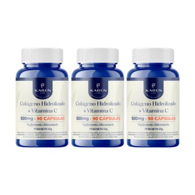 PACK 3 FRASCOS BIOTINA + COLAGENO + VITAMINA C 500MG 60 CAP - 1