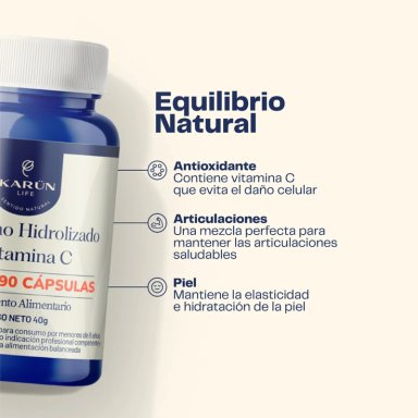 PACK 3 FRASCOS BIOTINA + COLAGENO + VITAMINA C 500MG 60 CAP - 3