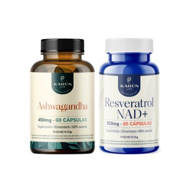 PACK ASHWAGANDHA RESVERATROL NAD+  120 CAPSULAS KARUN LIFE - 1