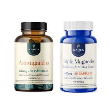 PACK RELAX: ASHWAGANDHA + TRIPLE MAGNESIO - 120 CAPSULAS- KARUN LIFE - 1