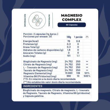 MAGNESIO COMPLEX 60 CAPSULAS 1000 MG KARUN LIFE - 2