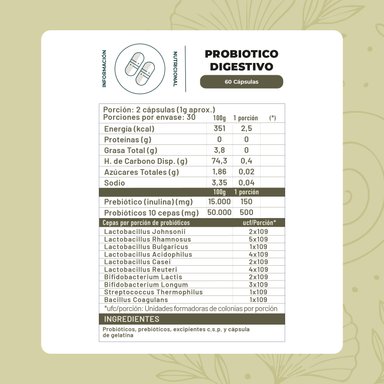 PROBIOTICO DIGESTIVO 60 CAPSULAS KARUN LIFE - 2