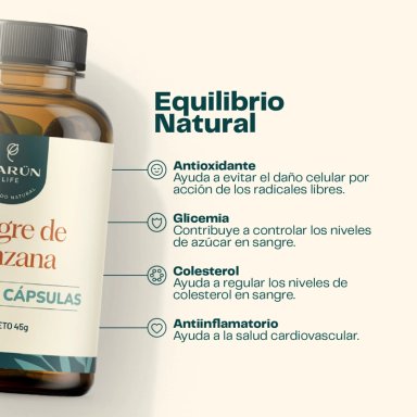PACK ANTIINFLAMATORIO: CURCUMA + PIMIENTA Y VINAGRE DE MANZANA 180 CAP KARUN LIFE - 4