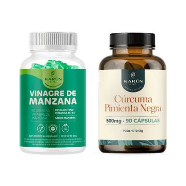 PACK DETOX VERANO CURCUMA 90 CAP Y VINAGRE MANZANA 60 GOMITAS KARUN LIFE - 1