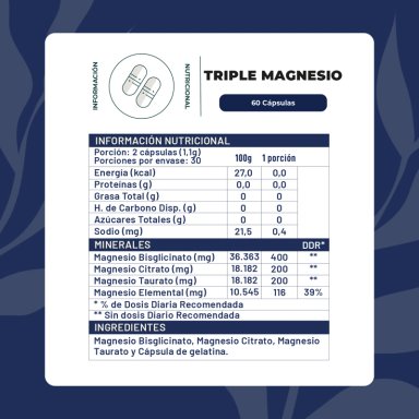 PACK X3 TRIPLE MAGNESIO BISGLICINATO, CITRATO, TAURATO 400MG 180 CAPSULAS KARUN LIFE - 2