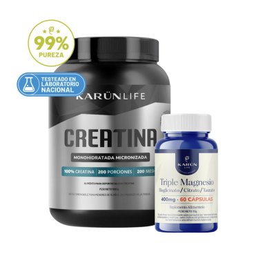 PACK CREATINA 1KG + TRIPLE MAGNESIO 60 CAP KARUN LIFE - 1