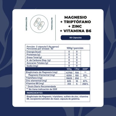 MAGNESIO+ TRIPTOFANO+ ZINC+ VIT B6 60 CAP KARUN LIFE - 2