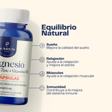 MAGNESIO+ TRIPTOFANO+ ZINC+ VIT B6 60 CAP KARUN LIFE - 3