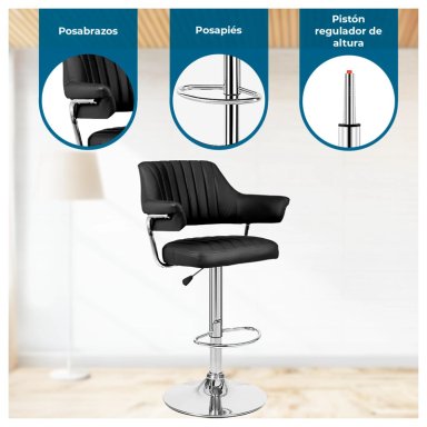 SILLA PISO BAR CON RESPALDO Y POSA BRAZOS - 2
