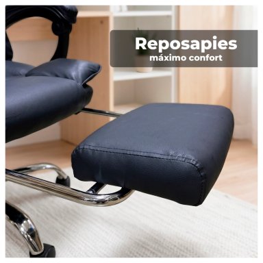 SILLA ERGONOMICA EJECUTIVA DE OFICINA PARA ESCRITORIO RECLINABLE CON APOYAPIE S - 5