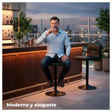 SILLA DE BAR CON BASE MATE Y ALTURA REGULABLE DISEÑO MODERNO - 3