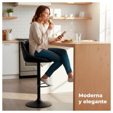 PACK 2 PISO BAR TABURETE BASE NEGRA GIRATORIO Y AJUSTABLE - 3
