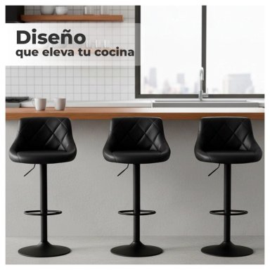 PACK 2 PISO BAR TABURETE BASE NEGRA GIRATORIO Y AJUSTABLE - 5