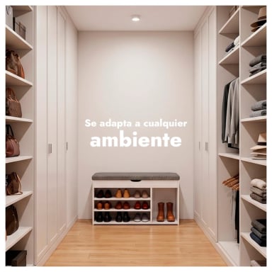 ZAPATERO MUEBLE ORGANIZADOR CON ASIENTO BANCA Y CAJON 90CM - 5