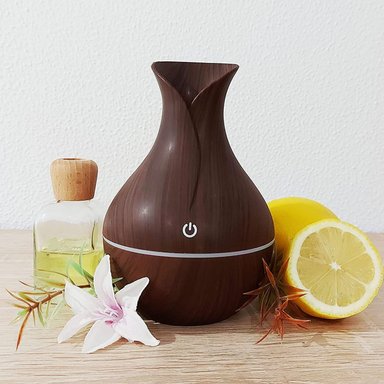 HUMIDIFICADOR AROMATIZADOR 130 ML JARRÓN MADERA LED USB - 6