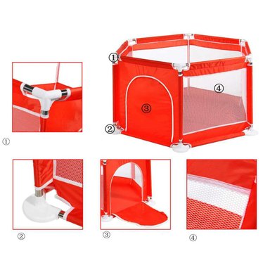 PISCINA CORRAL INFANTIL IMPORTCLICK INF.51 ROJO BEBE ESTIMULACIÓN PELOTAS 125X65 CM - 2