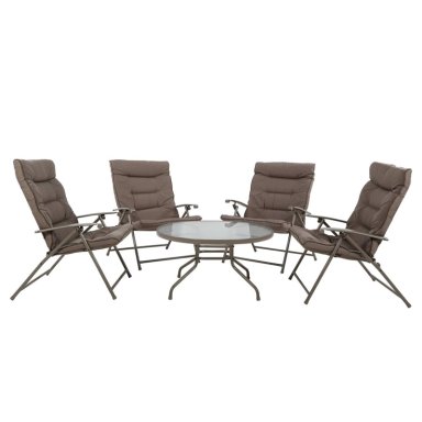 JUEGO COMEDOR TERRAZA IMPORTCLICK AIR.27 METAL GRIS JARDÍN MESA + 4 SILLAS - 1