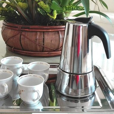 CAFETERA ITALIANA ACERO INOXIDABLE 6 TAZAS 300 ML - 6