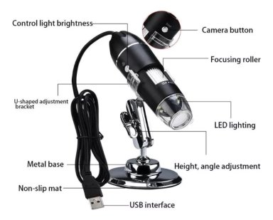 MICROSCOPIO IMPORTCLICK DIGITAL USB 1600X CÁMARA 8 LEDS PC - 7
