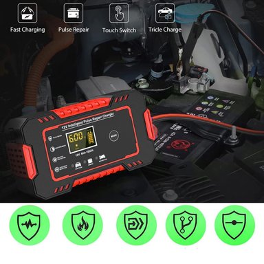CARGADOR BATERÍA IMPORTCLICK AUTOMÓVIL 6 AMPERIOS MONITOR CARGA INTELIGENTE 12 V ROJO - 3