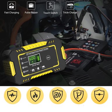 CARGADOR BATERÍA IMPORTCLICK AUTOMÓVIL 6 AMPERIOS MONITOR CARGA INTELIGENTE 12 V AMARILLO - 3